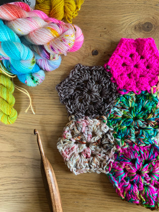  Scrappy Crochet Granny Hexie Blanket (say that five times fast!)