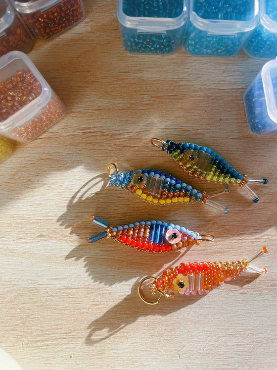 CUSTOM COMMISSION -  Hand Beaded FISH charm